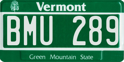 VT license plate BMU289