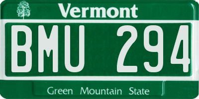 VT license plate BMU294