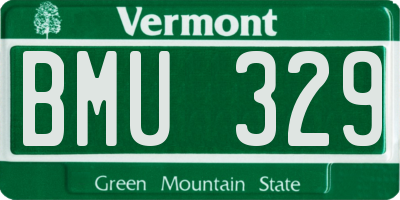 VT license plate BMU329