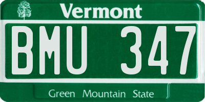 VT license plate BMU347