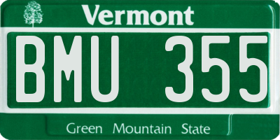 VT license plate BMU355