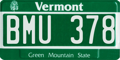 VT license plate BMU378