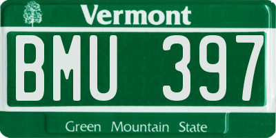VT license plate BMU397