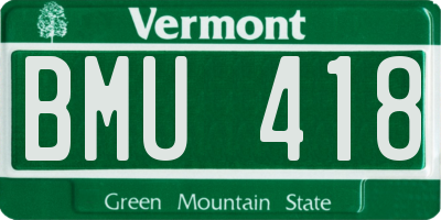 VT license plate BMU418