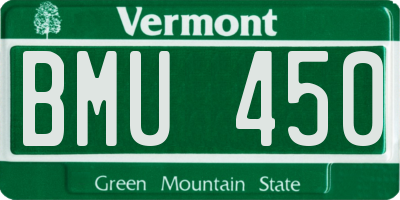 VT license plate BMU450