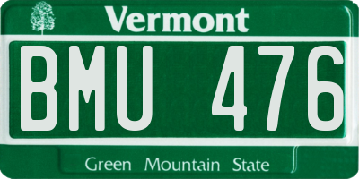 VT license plate BMU476