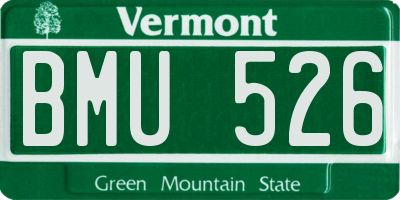 VT license plate BMU526