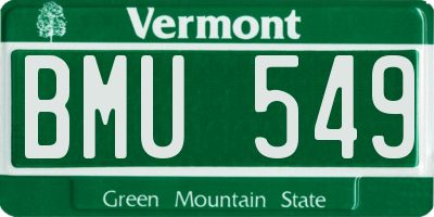 VT license plate BMU549