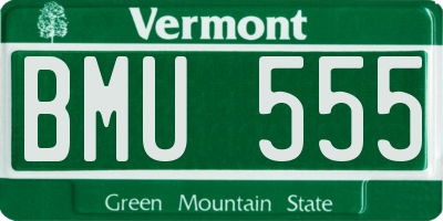 VT license plate BMU555