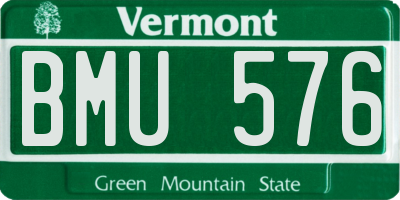 VT license plate BMU576