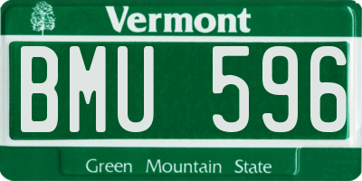 VT license plate BMU596