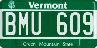 VT license plate BMU609