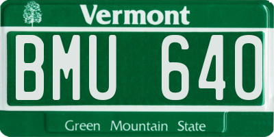 VT license plate BMU640