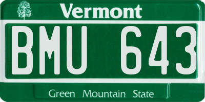 VT license plate BMU643