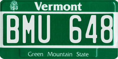 VT license plate BMU648