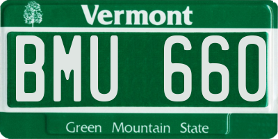 VT license plate BMU660