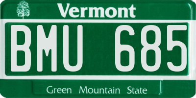 VT license plate BMU685