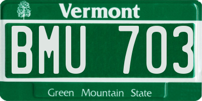 VT license plate BMU703