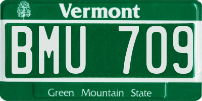 VT license plate BMU709