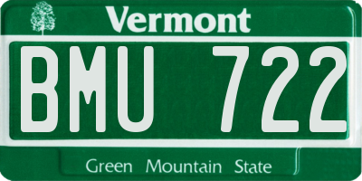 VT license plate BMU722