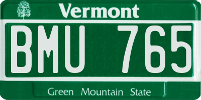 VT license plate BMU765