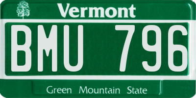 VT license plate BMU796