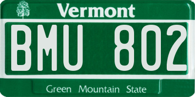 VT license plate BMU802