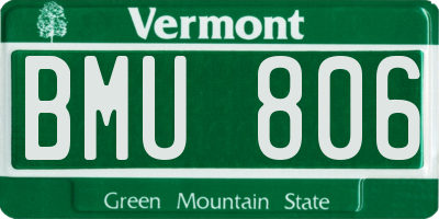 VT license plate BMU806