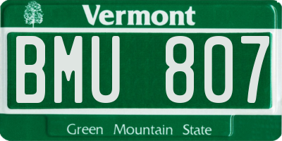 VT license plate BMU807