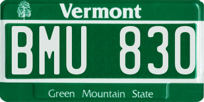 VT license plate BMU830