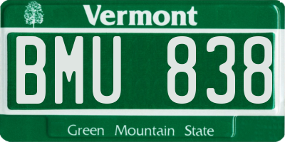 VT license plate BMU838