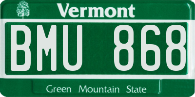 VT license plate BMU868