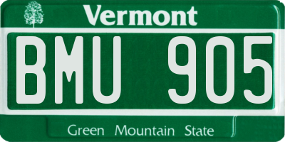 VT license plate BMU905