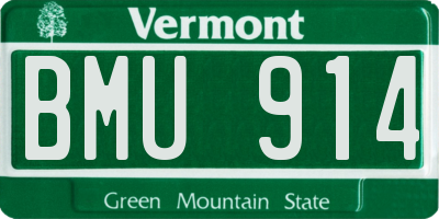 VT license plate BMU914