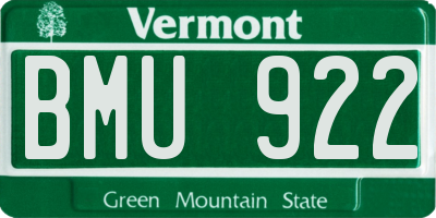 VT license plate BMU922
