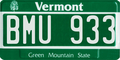 VT license plate BMU933