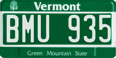 VT license plate BMU935
