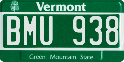 VT license plate BMU938