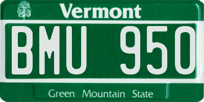 VT license plate BMU950