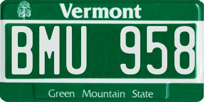 VT license plate BMU958