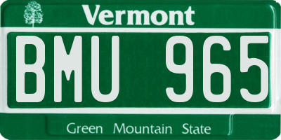 VT license plate BMU965