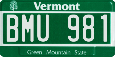 VT license plate BMU981
