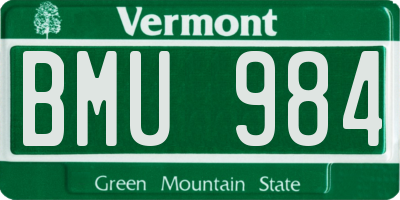 VT license plate BMU984