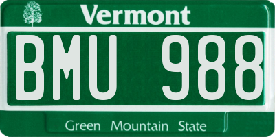 VT license plate BMU988