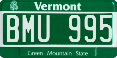 VT license plate BMU995