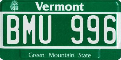 VT license plate BMU996