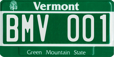 VT license plate BMV001
