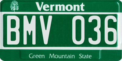 VT license plate BMV036