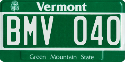 VT license plate BMV040