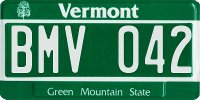 VT license plate BMV042